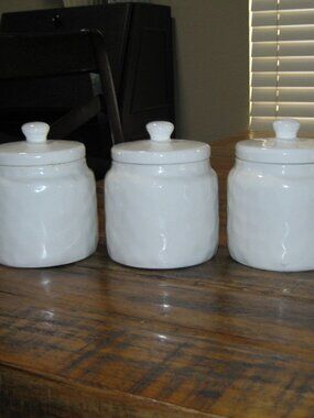 3 Barnyard Design Ceramic Bathroom Canisters - White